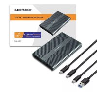 M.2 SSD korpuss QOLTEC 52273 USB-C ar diviem slotiem 2 x 2TB