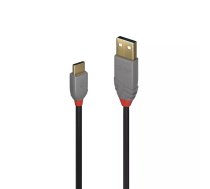 Lindy 36886 USB kabelis USB 2.0 1 m USB A USB C Melns, Pelēks