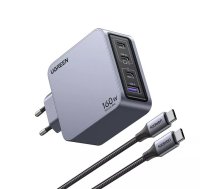 Ugreen Nexode Pro 160W GaN Charger with USB-C Cable Universāls Melns, Pelēks AC Ātrā uzlāde Iekštelpas