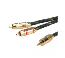 ROLINE 11.09.4279 audio kabelis 10 m 3.5mm 2 x RCA Melns, Zelts
