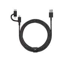 USB kabelis Native Union BELT-ULC-CS-BLK-NP 2m USB A USB C/Micro USB A/Lightning melns