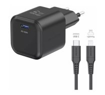 Ceļojumu lādētājs SWISSTEN GaN USB-C 35W PD ar 1,2 m USB-C uz Lightning kabeli