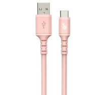 USB - USB C kabelis 1 m silikona rozā krāsā