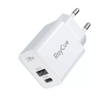 RayCue USB-C + USB-A PD 20W ES strāvas lādētājs (balts)