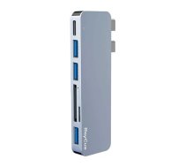 Centrāle 6w2 RayCue 2x USB-C līdz Thunderbolt 3 + 3x USB-A 3.0 5Gbps + SD/TF 2.0 (obligāti)