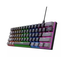 Trust GXT 867 Acira Tastatūra Spēļu USB QWERTZ Vācu Melna Pelēka 60% Mehāniskā RGB