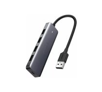 Ugreen Adapteris 4in1 UGREEN USB centrmezgls USB uz 4x USB 3.0 + USB-C (pelēks)