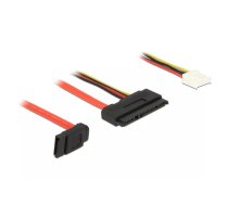 DeLOCK 0.3m, SATAIII 7p + Floppy 4p/SATAIII 22p SATA kabelis 0,3 m SATA 7-pin + Molex (4-pin) SATA 22-pin Melns, Sarkans