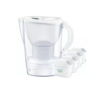 Ūdens filtra krūka BRITA Marella XL, krūkas filtrs, tvertnes tilpums 3,5 l / filtrēts 2 l, komplektā 4 MAXTRA patronas, balta