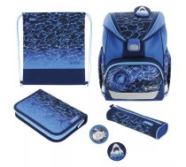 Skolas somu komplekts HERLITZ UltraLight Plus Blue Shark — poliesters, platums 280 mm, dziļums 210 mm, augstums 360 mm, zēniem