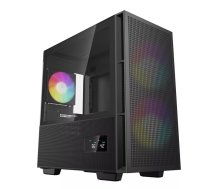Datora korpuss DeepCool CH360 DIGITAL Micro Tower, rūdīts stikls, microATX/Mini-ITX, priekšā 2x140mm, displejs, USB-C