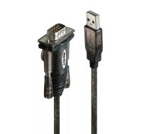 Lindy 42855 seriālais kabelis Pelēks, Caurspīdīgs 1,5 m USB Type-A DB-9
