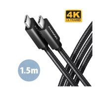 AXAGON BUCM32-CM15AB, SPEED+ USB-C kabelis USB-C, 1,5 m, 20 Gbps USB, PD 100W 5A, 4K HD, ALU, oplets