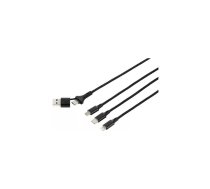 Lādēšanas kabelis Renkforce US203/3M 3,00 m — USB-A uz USB-C, USB-Micro-B un Apple Lightning