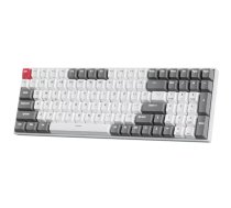 Mechaniskā tastatūra Royal Kludge RK100 balti‑pelēka ar Red slēdžiem, US izkārtojums