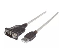 Manhattan 151801 seriālais kabelis Sudrabs 0,45 m USB A Serial/COM/RS232/DB9