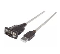 Manhattan 151856 seriālais kabelis Sudrabs 0,45 m USB A Serial/COM/RS232/DB9