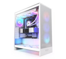 Datora korpuss NZXT H7 Flow RGB Midi Tower White — Rūdīts stikls, EATX, Priekšā 3×120 mm, USB‑C