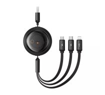 USB kabelis Baseus Free2Draw 1.1m USB A USB C/Micro-USB B/Lightning Melns