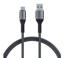 USB-A 3.1 uz USB-C ātrās uzlādes kabelis Lention CB-ACE-6A1M, 6A, 10Gbps, 0,5 m (melns)