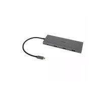 Adapteris DELTACO 12-in-1 USB-C, trīskāršs displejs, 4K UHD 60 Hz, PD 85 W, sidabrinis / USBC-HDMI27