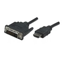 Manhattan 322782 video kabeļu aksesuārs 1 m HDMI Type A (Standard) DVI-D Melns