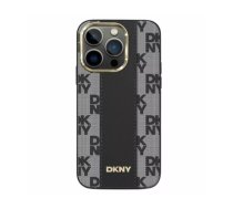 DKNY DKHMP13XPCPVSLK iPhone 13 Pro Max 6,7" melns/melns cietais futrālis Ādas rūtains mono raksts MagSafe