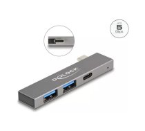 Delock 3 pieslēgvietu plāns USB centrmezgls ar Type-C uz 1 x 5 Gbps+ 2 5 (64275)