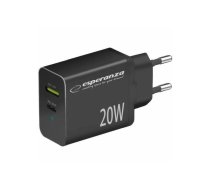 Esperanza EZC105K Lādētājs Type C 20W + USB QC3.0 18W