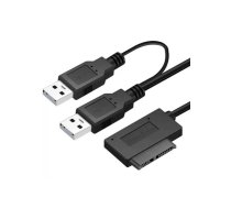 USB 2.0 A tipa savienojuma adapteris ar tievu SATA II 7+6 kontaktu adapteri