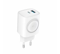 Adapteris Evelatus 2 in 1 lādētājs 20W Max USB-C+USB-A:15W Max USB-C+USB-A+Wireless:15W+2W 17W Max White