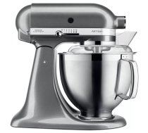 Stenda mikseris KITCHENAID ARTISAN 5KSM185PS — 300 W, 4.8 L nerūsējošā tērauda bļoda, 10 ātrumi, sudraba