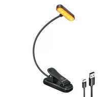 Bezvadu lampa Glocusent ET-Head piestiprināms grāmatu apgaismojums, USB-C 650mAh taimeris (melns)