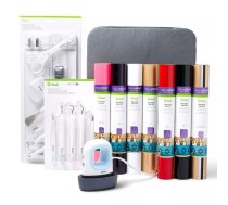 Cricut EasyPress Mini, Zen Blue + Everything Iron -On Bundle Zils, Balts