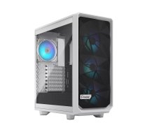 Datorbungalo Fractal Design Meshify 2 Compact RGB White — ATX/microATX/Mini-ITX, 3x120 mm priekšā + 1x120 mm aizmugurē, 2.5"/3.5" diski