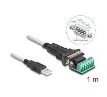 Delock adapteris USB 2.0 Type-A uz 1 x sērijveida RS-422/485 kontaktdakšu ar 6 kontaktu termināļu bloku 5 V (64268)