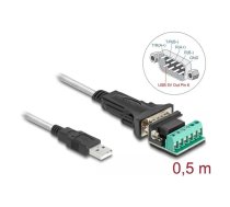 Delock adapteris USB 2.0 Type-A uz 1 x sērijveida RS-422/485 kontaktdakšu ar 6 kontaktu termināļu bloku 5 V (64267)