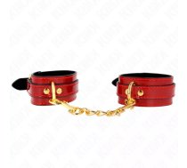 KINK - JOANNA ANGEL WRIST CUFFS RED ADJUSTABLE WITH GOLD CHAIN 16.5-26 CM X 4 CM