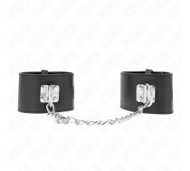 KINK - FIXED WRIST RESTRAINTS WITH CHAIN 30 CM AND PADLOCK CLOSURE BLACK ADJUSTABLE 16-23 CM X 5.5 CM