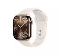 Viedpulkstenis Apple Watch Series 10 GPS + Cellular 42mm Zelta titāna korpuss Starlight sporta siksna S/M