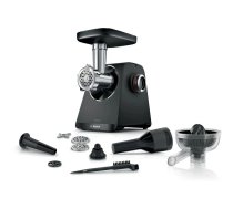 Gaļas maļamā mašīna Bosch MFWS430B — 1900 W, 2 ātrumi, 2,5 kg/min, melna/zelta sudraba, 4,3 kg