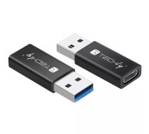 Techly IADAP USB3-AFT kabeļu spraudņu pāreja USB A USB C Melns