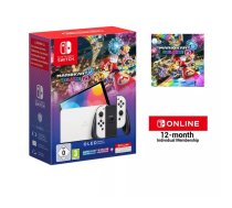 Nintendo Switch OLED + Mario Kart 8 Deluxe + Switch Online 12 Months portatīvā spēļu konsole 17,8 cm (7") 64 GB Skārienjūtīgais ekrāns Wi-Fi Balts