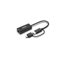 Origin Storage OS-HUB-USB3/C-RJ45 kabeļu spraudņu pāreja USB3.0/USB-C Melns