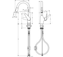 Hansgrohe Focus M42 virtuves maisītājs ar izvelkamo šļūteni 71862000