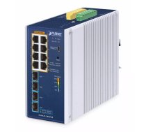 PLANET IP30 Industrial L2/L4 8-Port Vadīts L2/L4 Gigabit Ethernet (10/100/1000) Alumīnijs, Zils