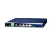 PLANET IP30 19 Rack Mountable Industrial L2/L4 24-Port 10/100/1000T + 4-Port 10G SFP+ Managed Switch Vadīts L2/L4 Gigabit Ethernet (10/100/1000) 1U Zils