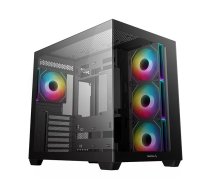 Datora korpuss DeepCool CG530 4F Midi Tower melns — rūdīts stikls, ATX/ITX/Micro‑ATX, 3x120 mm ventilatori, USB‑C