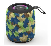 Mono portatīvā skanda GEMBIRD GMB Audio SPK-BT-LED-05-CM, 8 W RMS, 6.6 cm skaļrunis, Bluetooth, MicroSD līdz 32 GB, kamuflāža