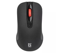 Bezvadu RF klusā optiskā pele DEFENDER Nexus MS-195 — 1600 DPI, 2.4 GHz, nano USB, ambidextrāla, 2×AAA, melna
